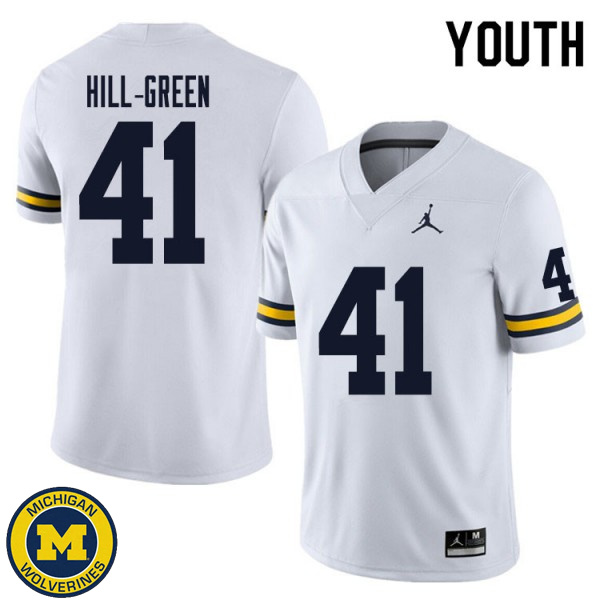 Youth Michigan Wolverines #41 Nikhai Hill-Green White University Jersey